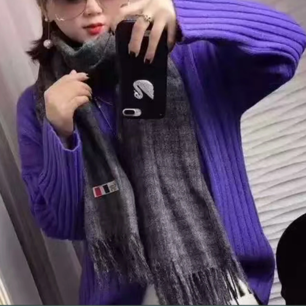时尚款欧姐家紫色净版高领毛衣