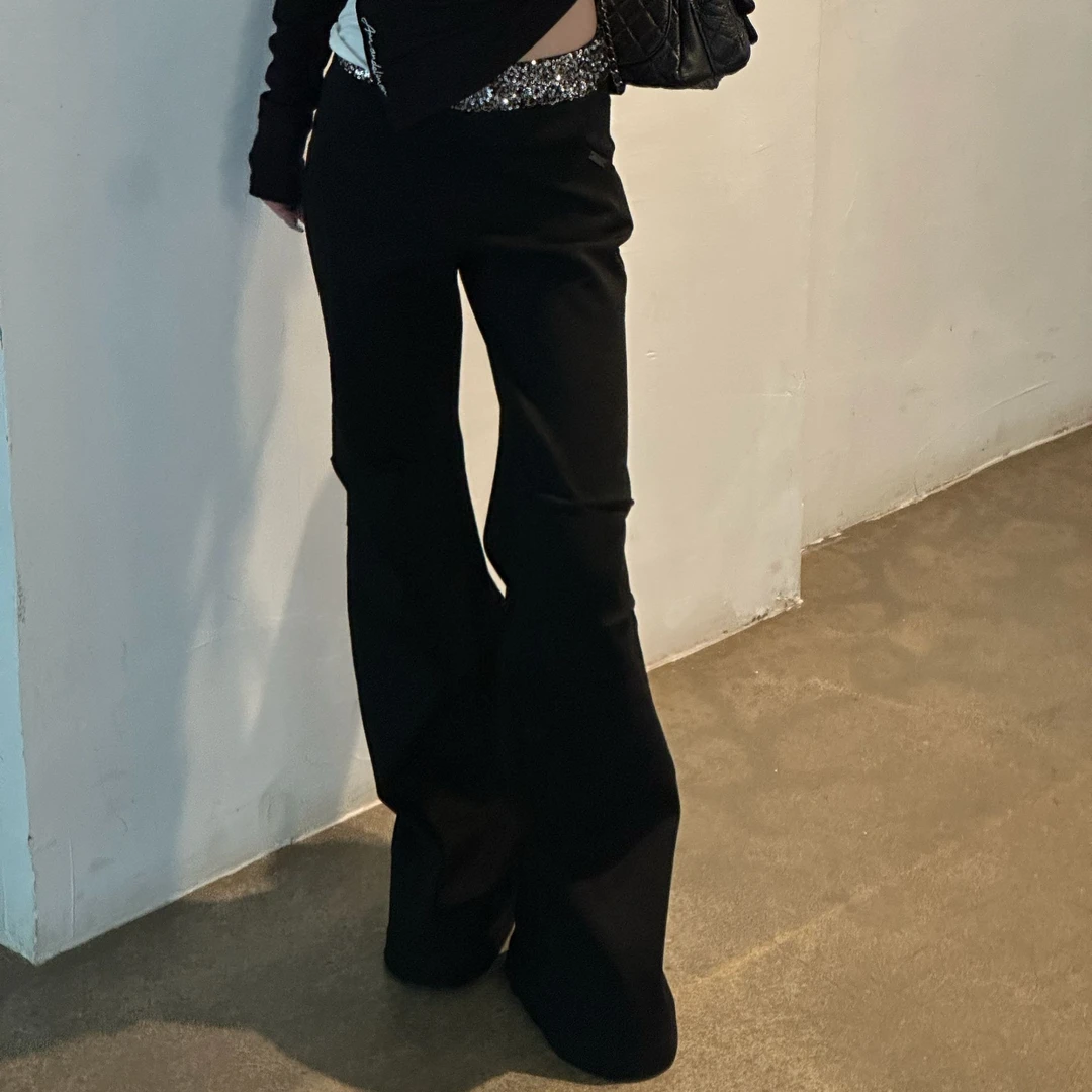 【可可推荐】【忘时夜幕】秋冬百搭显瘦亮片摩登喇叭裤S223