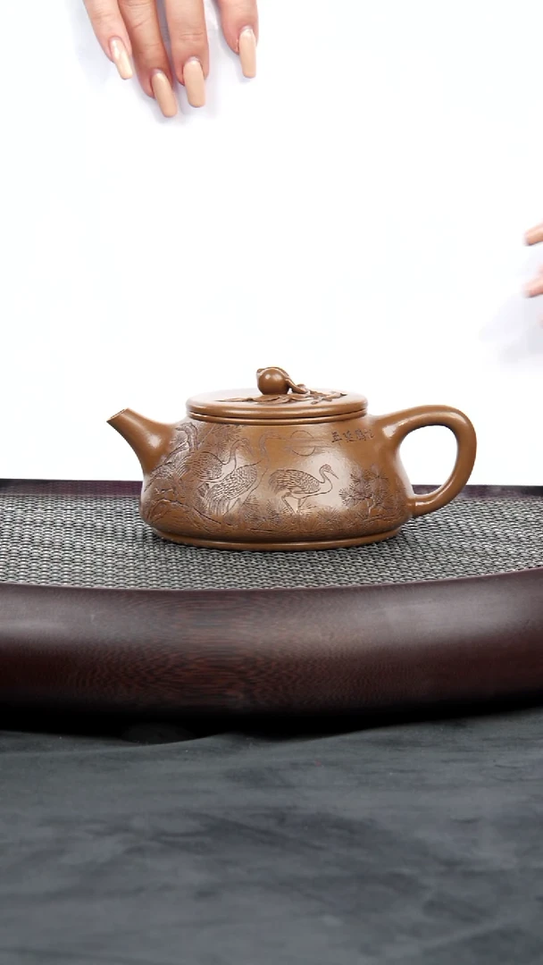 茶壶紫砂21 蒋兴仁 福寿康宁 琥珀金砂 300毫升