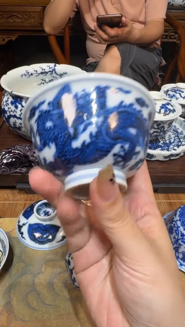 杯子愚拙造物青花龙纹大压手