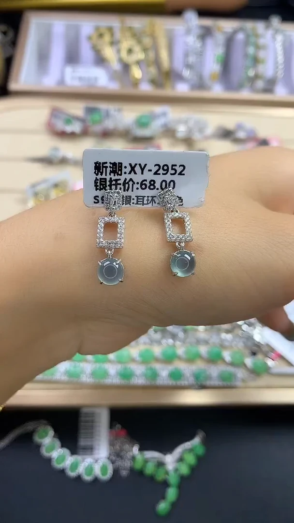 翡翠戒指银S925镶嵌翡翠 蛋面 银S925镶嵌