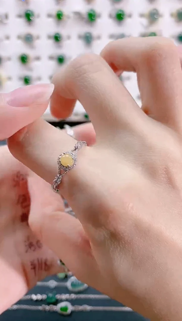 【闪购商品】翡翠戒指银S925镶嵌天然翡翠