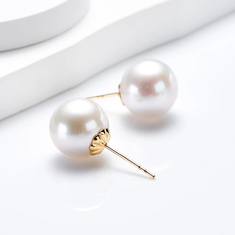 【极光白细胞】气质款淡水珍珠耳钉8.5-9mm