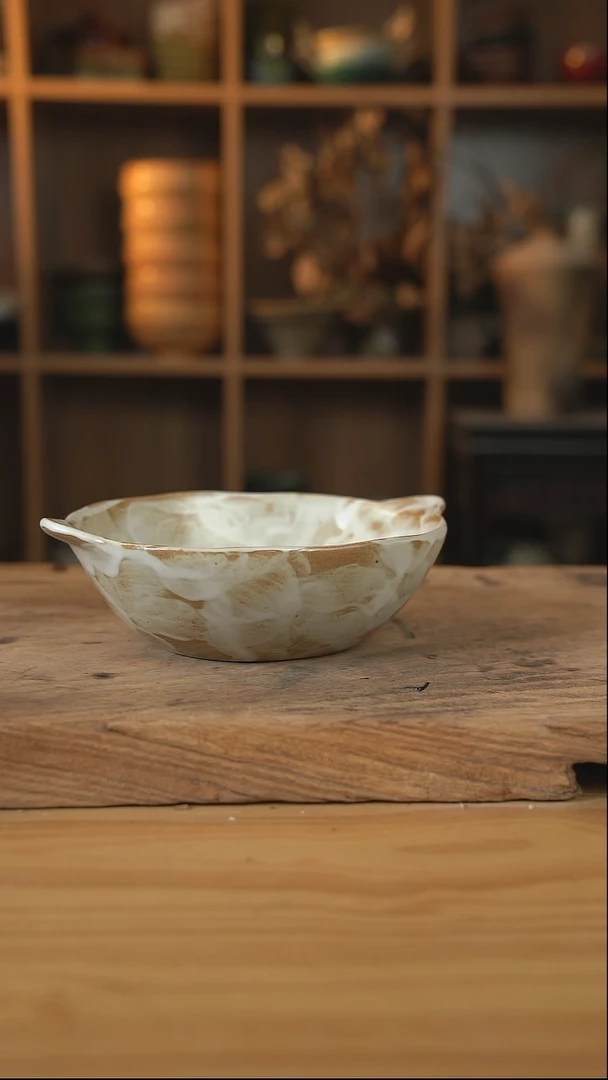 粉影系列的双耳椭圆汤碗