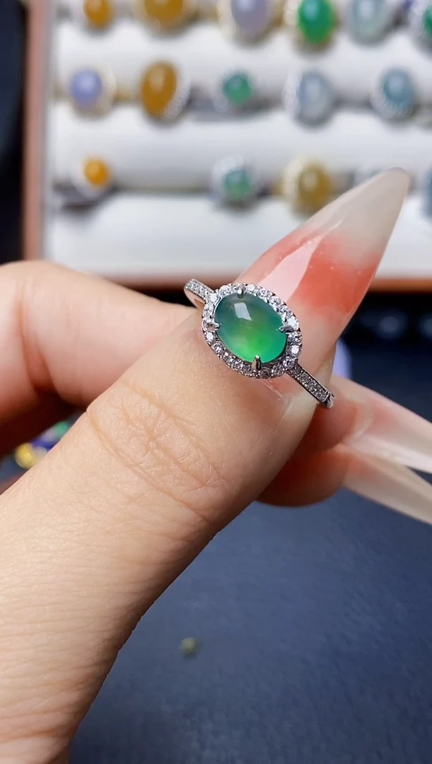 银S925镶嵌戒指翡翠2599