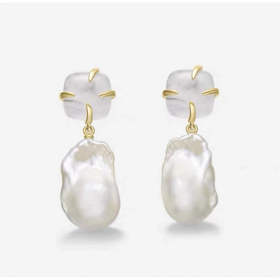 水滴珠珠耳钉-6885