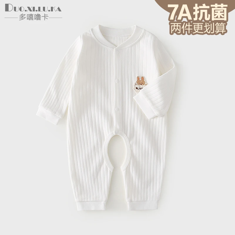 新生婴儿春款纯棉开裆连体衣春秋卡通哈衣男女宝宝衣服四季爬服薄