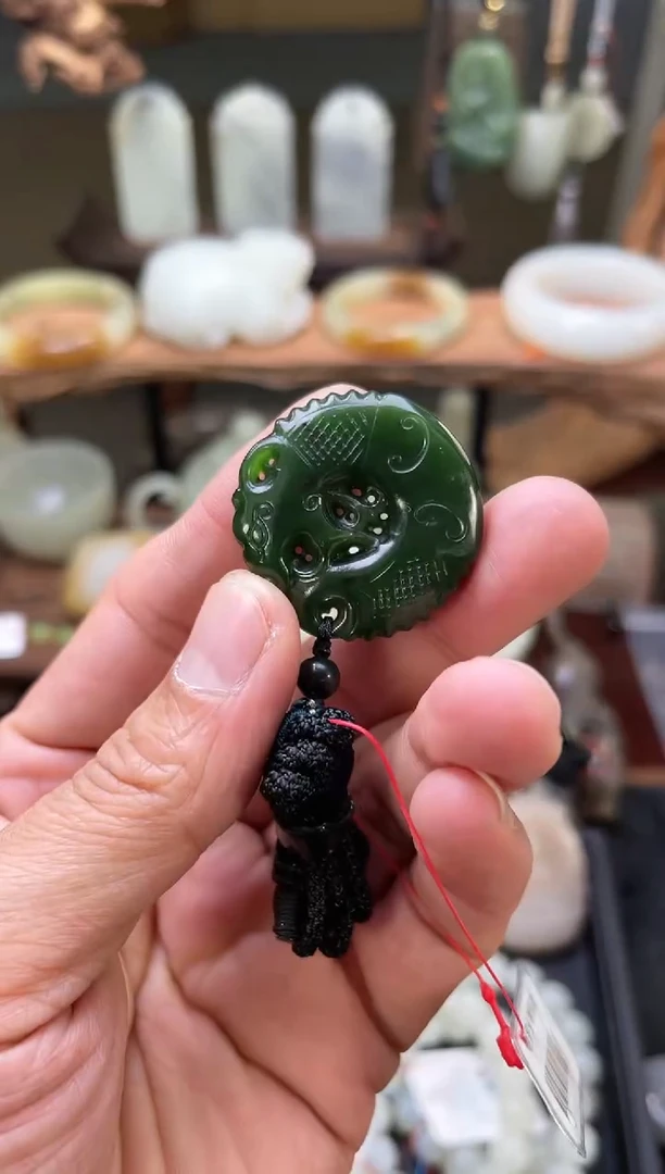 【闪购商品】和田玉吊坠未镶嵌俄七碧玉鱼化龙9003073