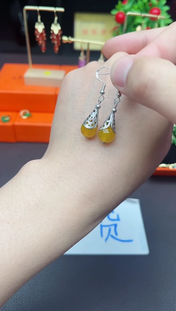 玛瑙/玉髓耳饰银S925镶嵌723000