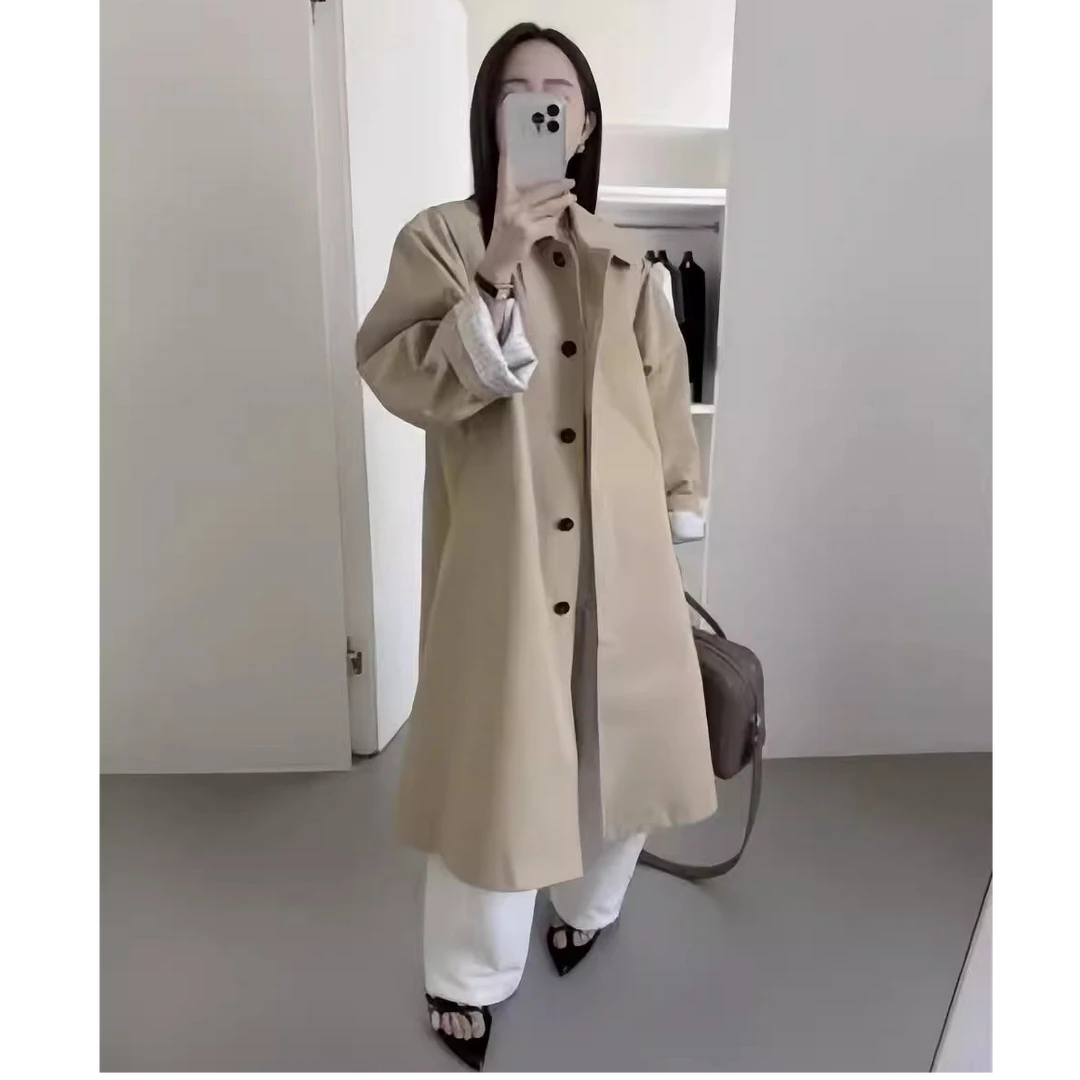 现货 beige 韩国东大门代购2025春新款 长款显瘦百搭风衣外套