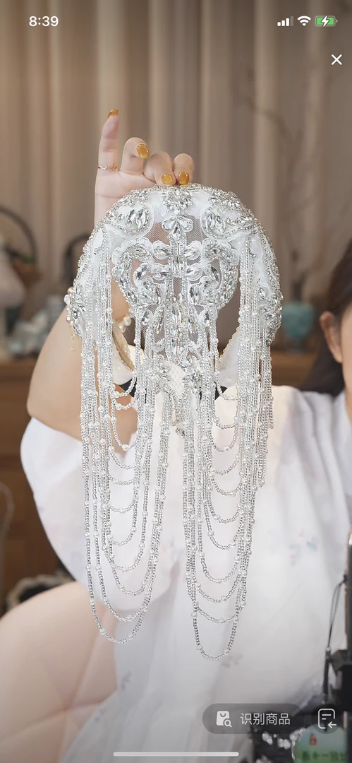 原创设计重工轻奢婚纱款发箍时尚纯手工修饰脸型氛围感发饰