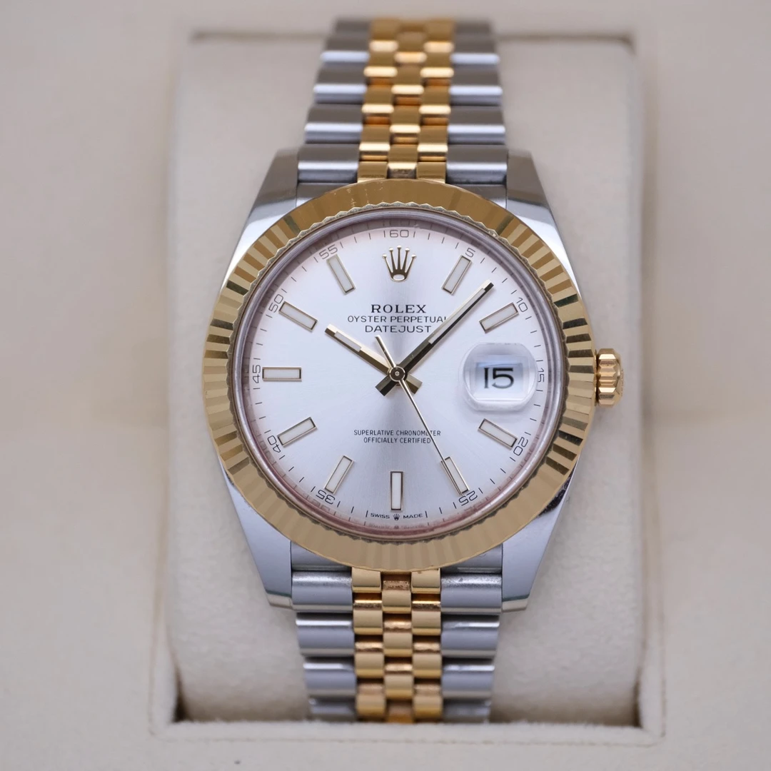 95新 Rolex/劳力士 间金日志型126333银盘41MM2023年全套全长名表