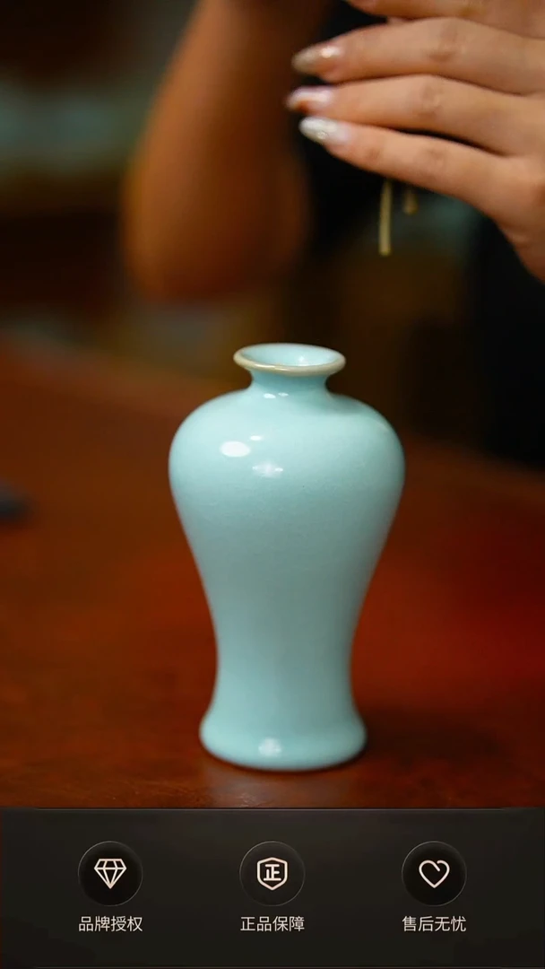 一级新品天青 小梅瓶 简装