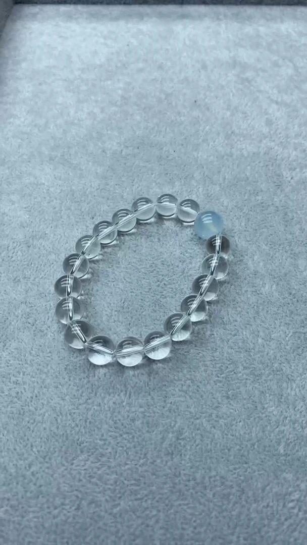 【闪购商品】水晶手链未镶嵌白水晶搭配海蓝宝10m
