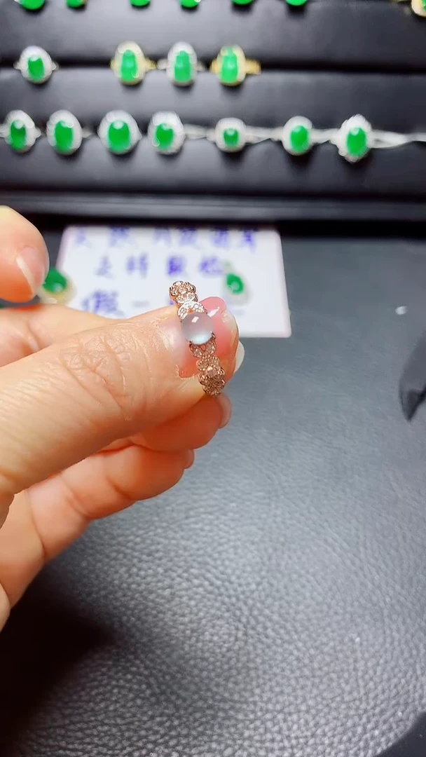 银S925镶嵌戒指翡翠天然翡翠A货s925银镶
