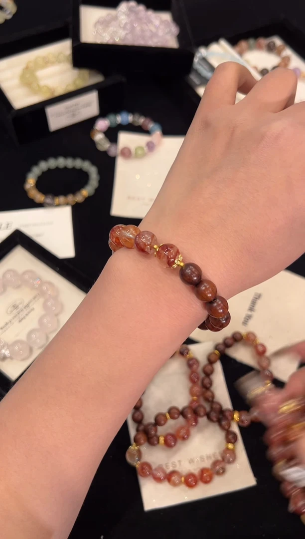 【闪购商品】水晶手链合金红胶花手链x1109