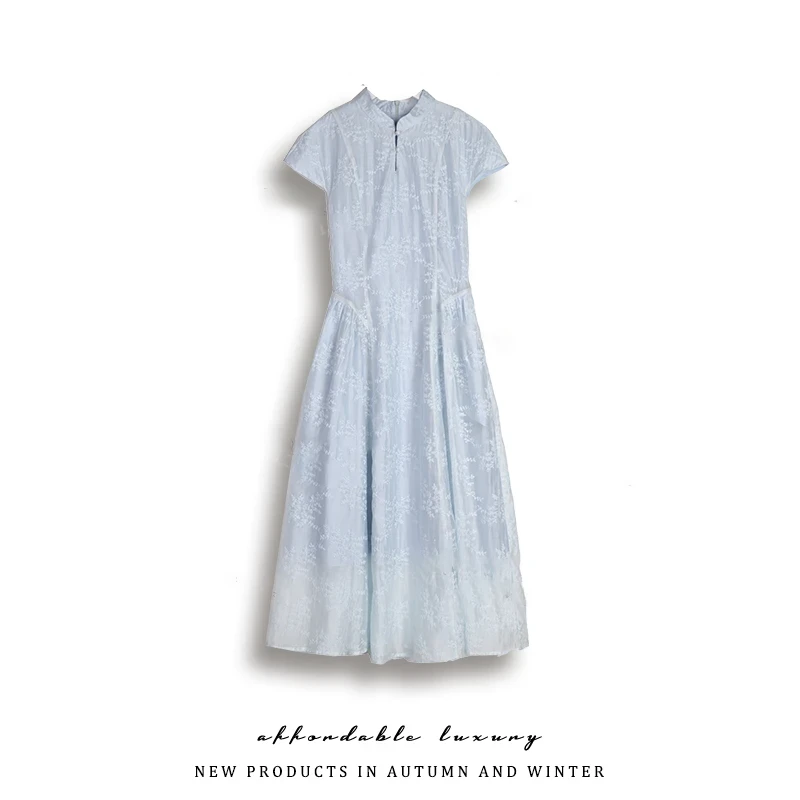 新中式轻国风刺绣连衣裙女夏季法式复古气质收腰显瘦125