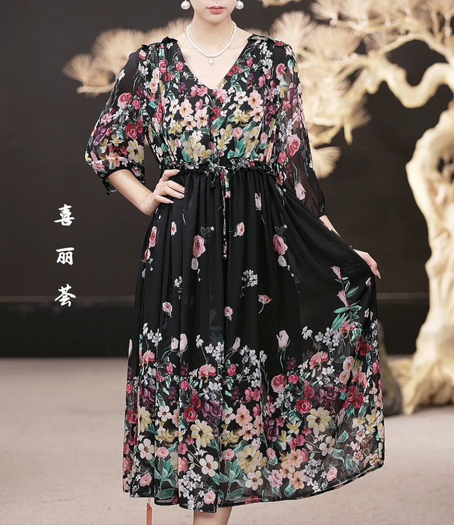 XILIHUI/喜丽荟新款轻奢风气质修身百搭显瘦设计款 连衣裙10081