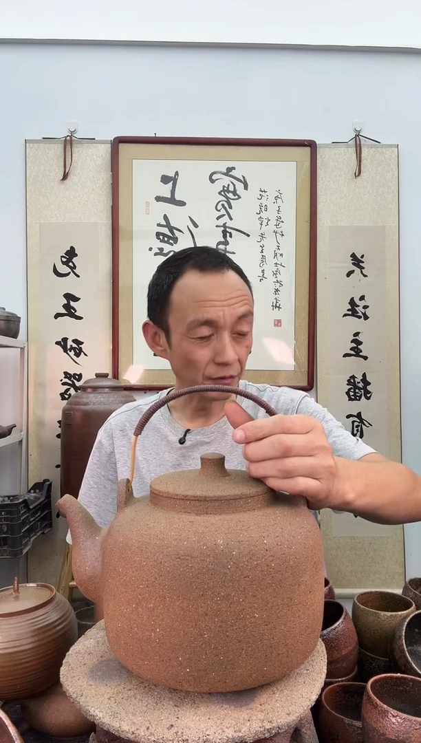 全手工红色超大提梁壶非遗技艺2.5升