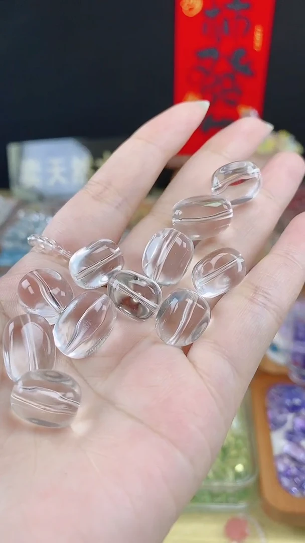 未镶嵌珠宝半成品水晶白水晶糖豆宽度9-10mm一颗装
