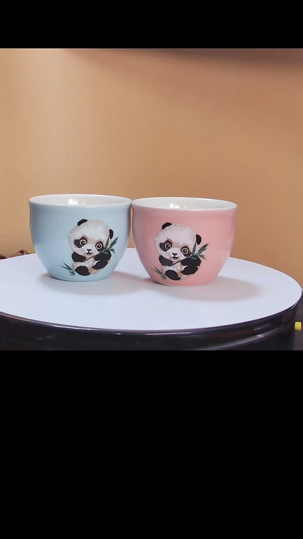 【闪购商品】陶瓷马卡龙色系熊猫对杯