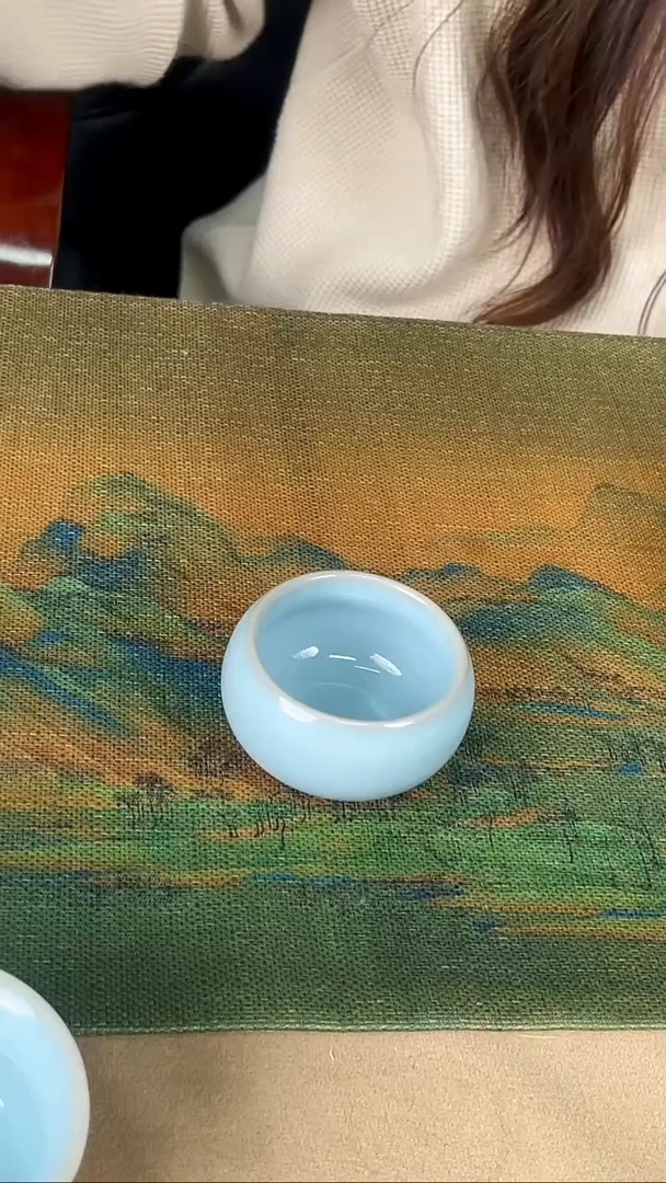 杯子瓷韩红 天青釉 小禅定