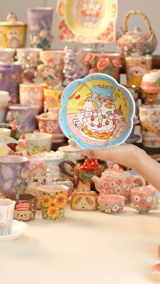 摆件陶景德镇釉下彩手绘设计师款陶瓷