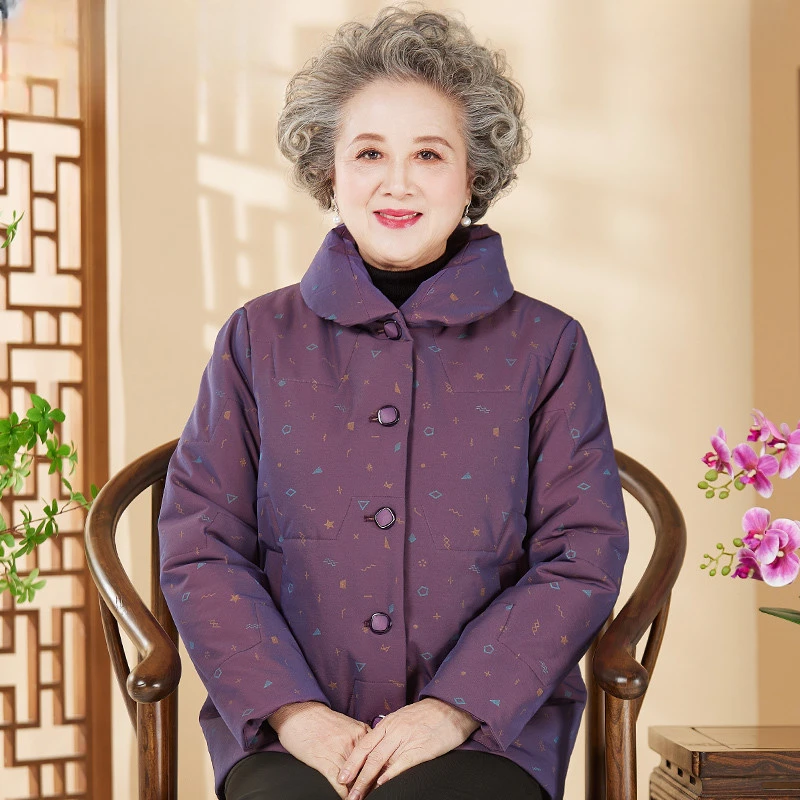 中老年人棉衣女奶奶冬装新款棉服妈妈棉袄短款老人太太外套气质暖