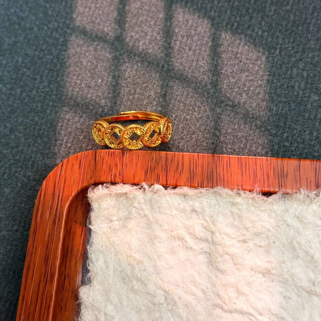 【丁老头甄选】碎冰冰钱币开口戒40106