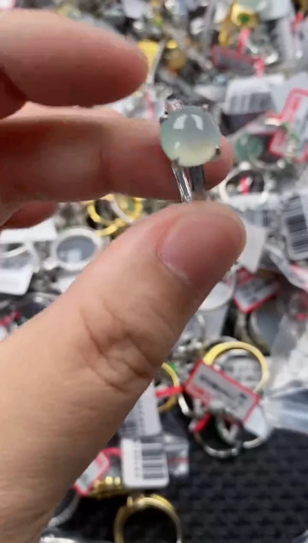 银S925镶嵌戒指翡翠12 12    1