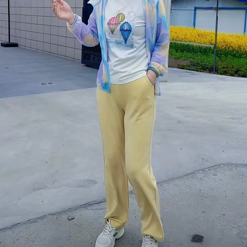 7520夏款休闲高腰女士直筒裤抖抖裤