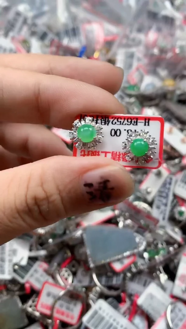 银S925镶嵌戒指翡翠天然A货缅甸翡翠