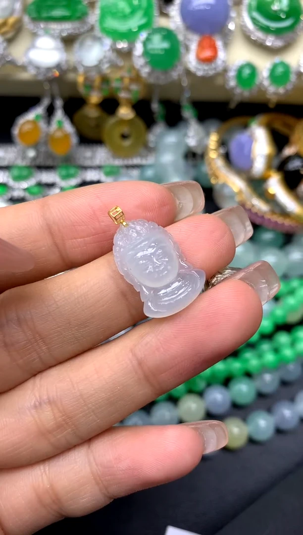 颈饰18K金镶嵌翡翠98-中国好珍宝