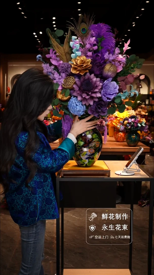 手工艺品琉璃手工花器花束空运包邮送货上门-以图片为准