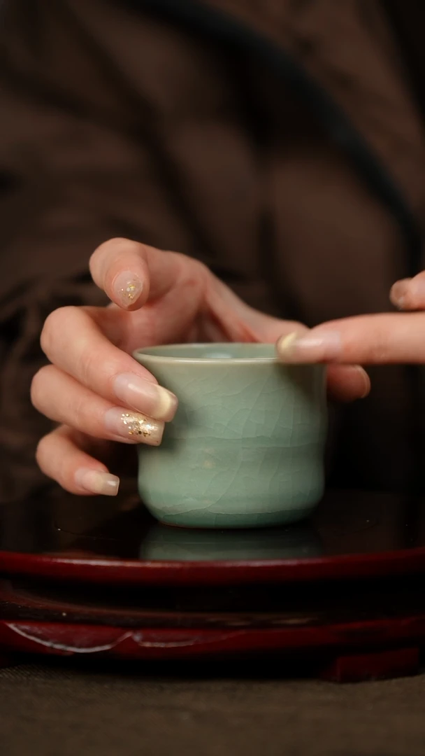 全品 仿古釉 竹节杯