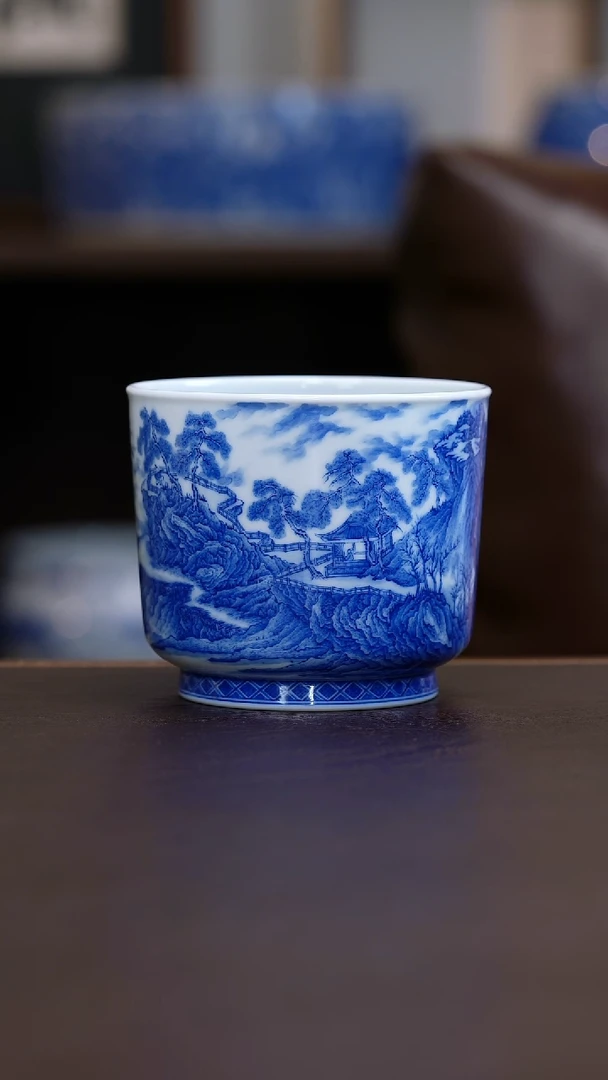 青山秋雨山水主人杯陶瓷