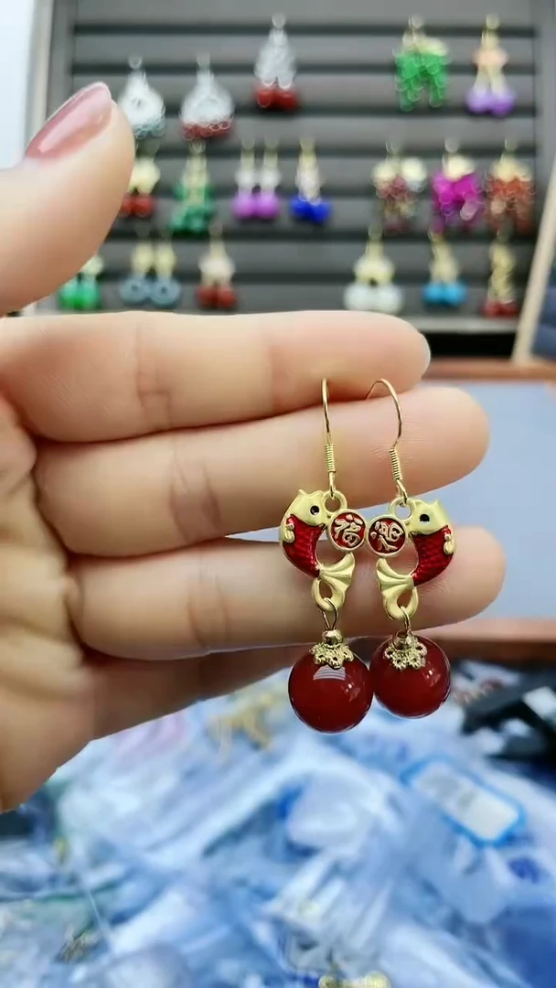 【闪购商品】南红玛瑙耳饰14K金镶嵌122400