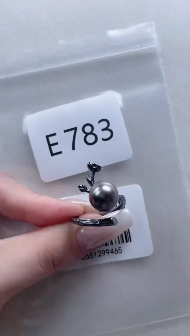 银S925镶嵌戒指海水珍珠E783
