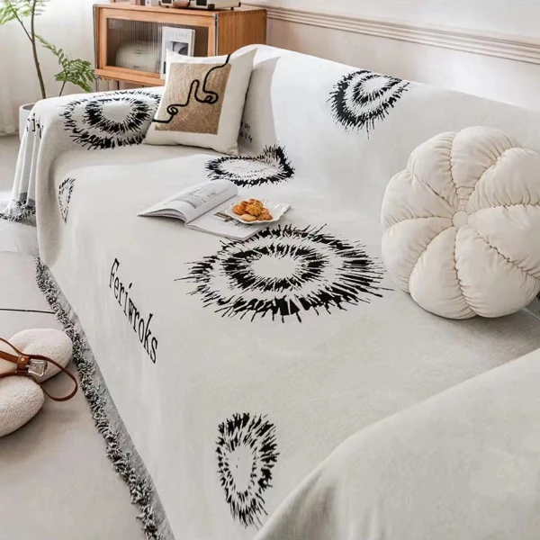 烟花(雪尼尔)防滑现代简约沙发巾全盖沙发垫防猫