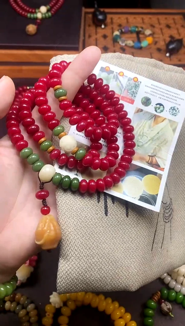 手串白玉菩提红菩提小米珠三圈款fs手串