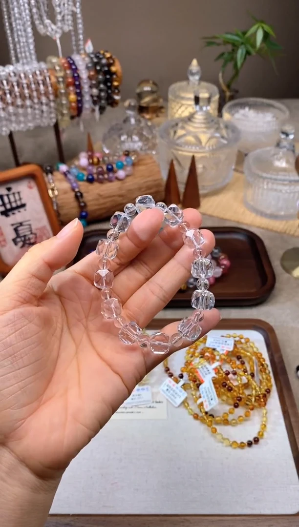 水晶手串未镶嵌白水晶方糖