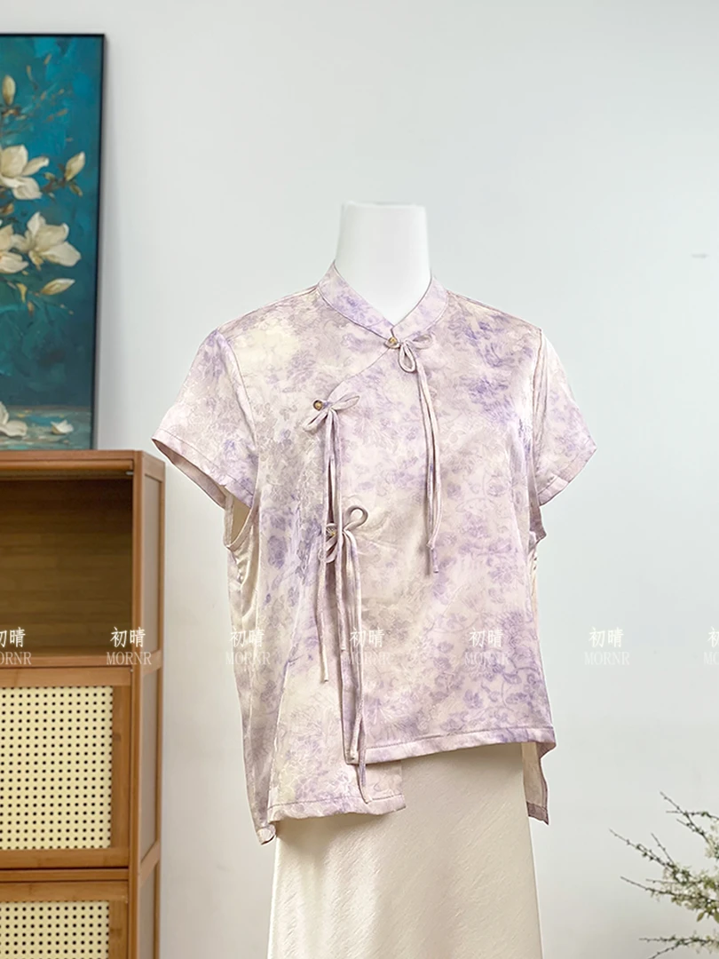 【锦月】衬衫短袖上衣短款时尚INS风新中式夏季唐装