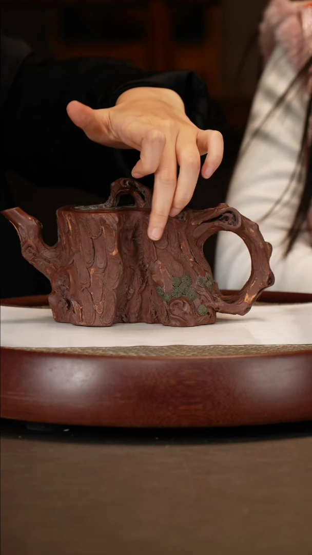 【闪购商品】紫砂茶壶紫泥树桩450c+墨宝+主人杯十二生肖杯