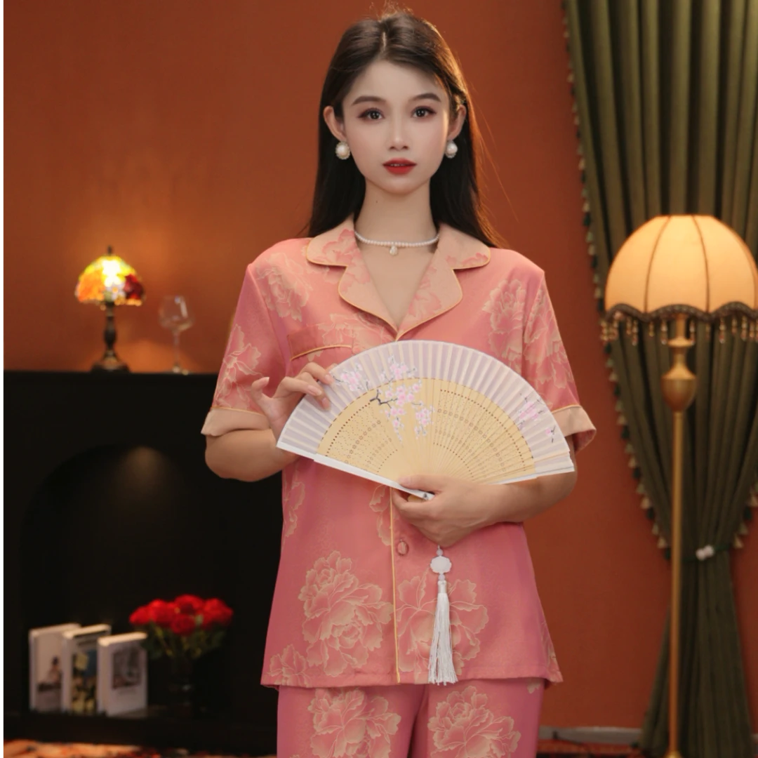 2025款夏季新款短袖舒适时尚睡衣女士套装可外穿家居服三件套BCC