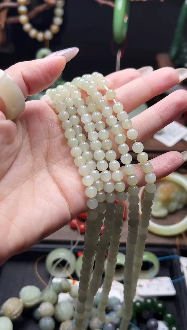 和田玉未镶嵌项链108卡6且末迪克兰 珠链有瑕疵多样性发一