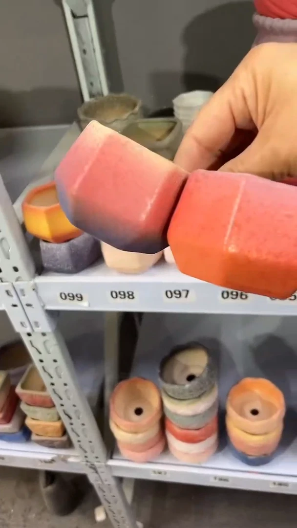 麦饭石粗陶多肉花盆6*4两个