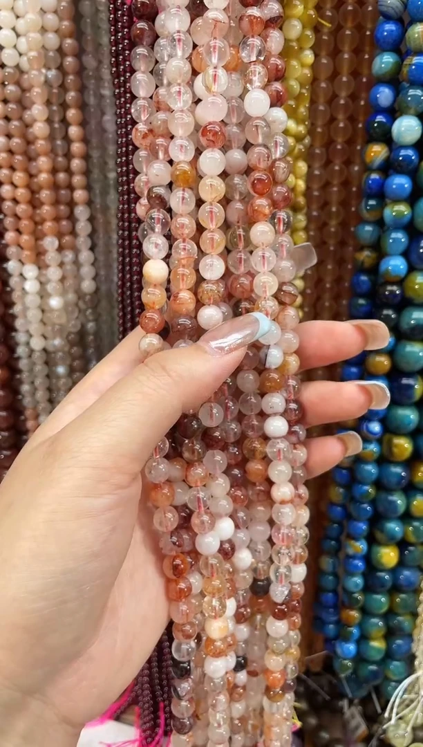 未镶嵌珠宝半成品水晶8mm红胶花  47颗