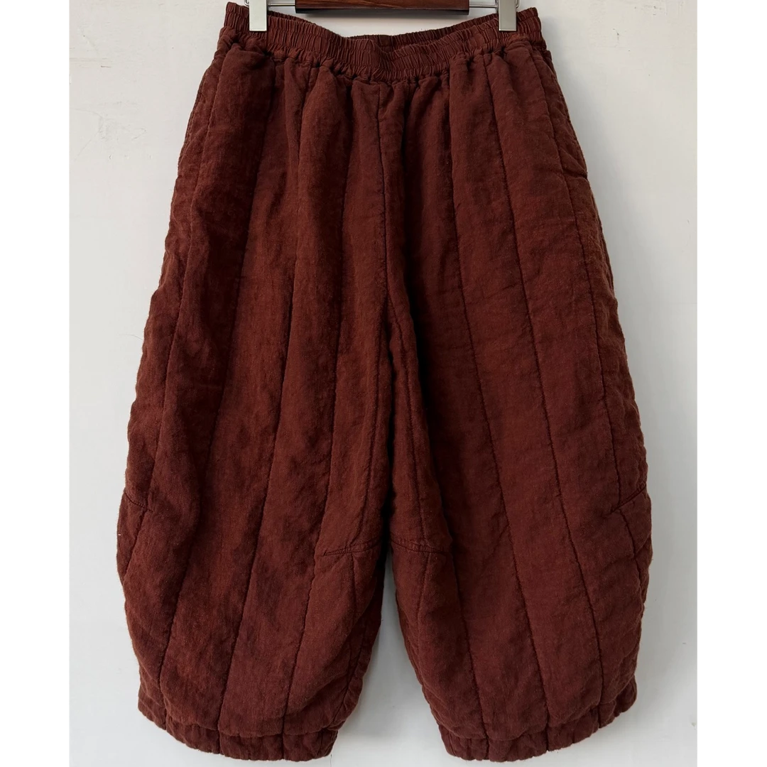 衣秋白-351129全松紧亚麻八分棉裤（长83围150）