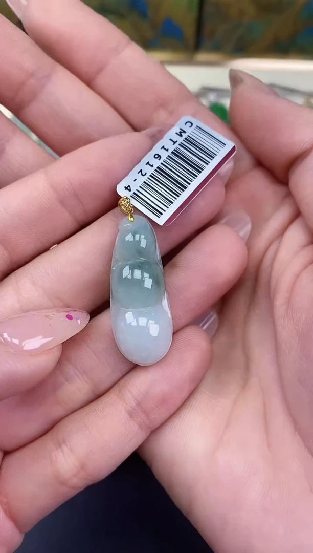 吊坠(不含链)18K金镶嵌翡翠豆子18K金扣镶嵌@@CMT1612-4