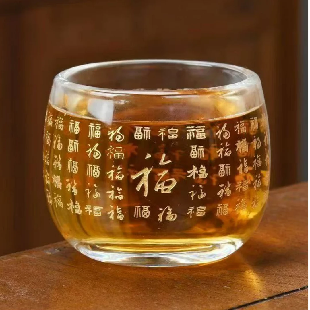 主人杯家用泡茶玻璃玻璃杯字母水杯防爆复古元素